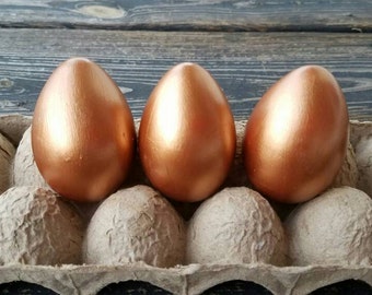Copper Leaf Easter Eggs: Metallic Spring Decor (Set of 3)