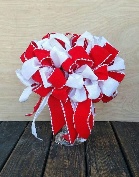 Christmas Tree Topper, Red and White Velvet Tree Topper