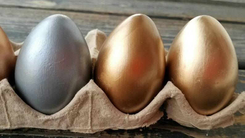 Decorative Easter Eggs, Easter Eggs, Metallic Eggs, Metal Leaf Eggs, Set of 6 image 3