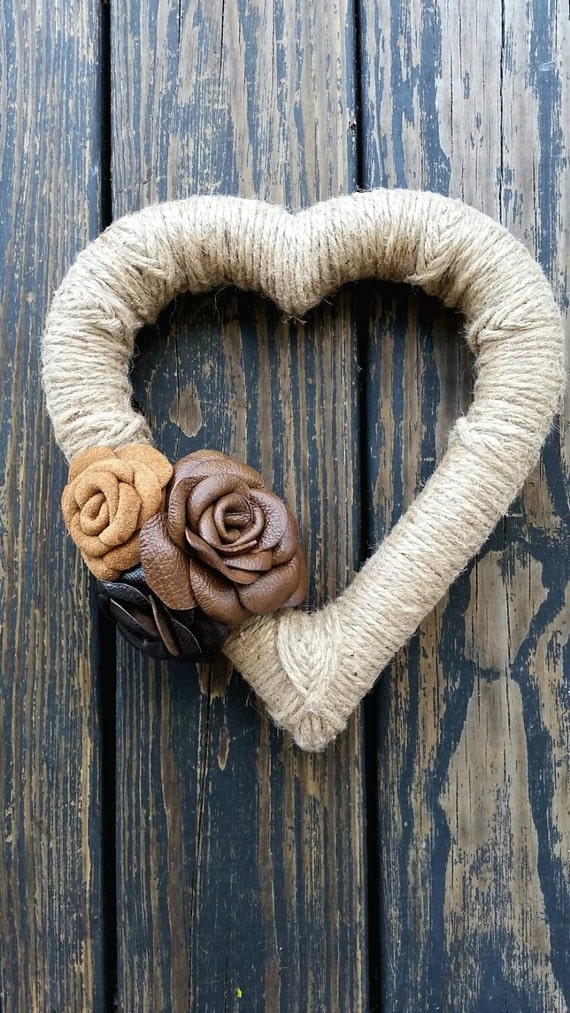 Leather and Jute Heart Shaped Wreath