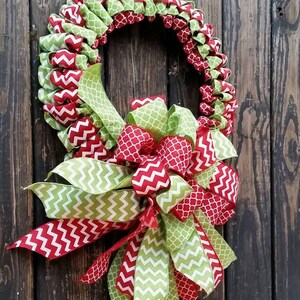 Christmas Wreath, Holiday Wreath, Ribbon Wreath, Christmas Ribbon Wreath image 4