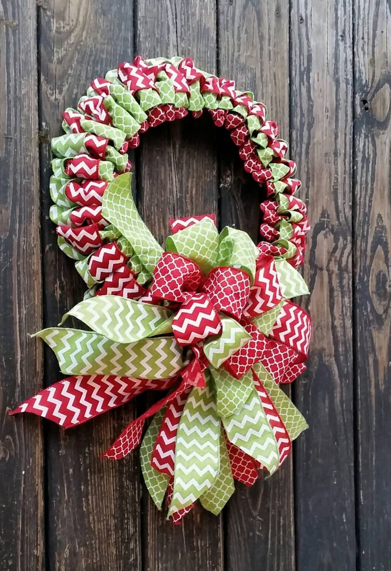 Christmas Wreath, Holiday Wreath, Ribbon Wreath, Christmas Ribbon Wreath afbeelding 4