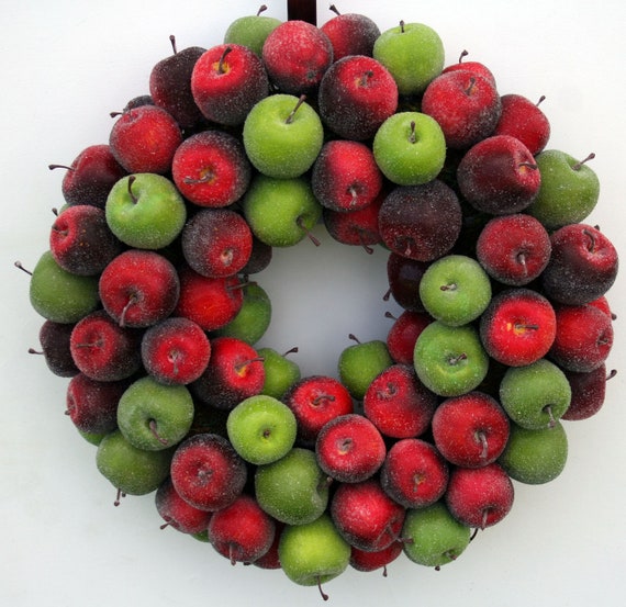 Apple Wreath, Fruit Wreath, Sugared Apple Wreath, Christmas Wreath, Holiday Wreath