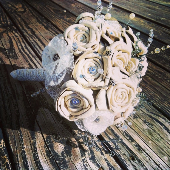 Bouquet, Leather and Lace Bridal Bouquet