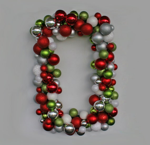 Christmas Wreath, Holiday Wreath, Ornament Wreath, Rectangular Christmas Ornament Wreath, XXL Wreath
