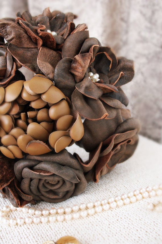 Bouquet, Leather Flower Bridal Bouquet