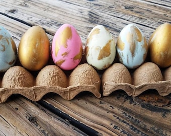 Decorative Easter Eggs, Easter Eggs, Metallic Eggs, Metal Leaf Eggs, Gilded Eggs, Distressed Gold Eggs