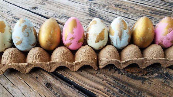 Decorative Easter Eggs, Easter Eggs, Metallic Eggs, Metal Leaf Eggs, Gilded Eggs, Distressed Gold Eggs