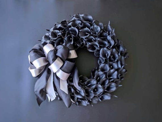 Goth Black Calla Lily Halloween Wreath
