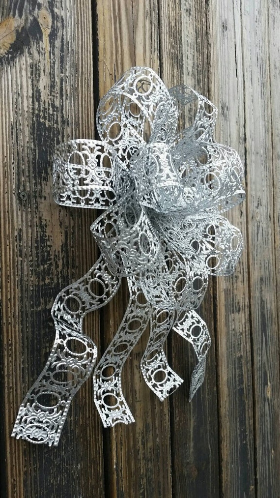 Bow, Silver Bow, Metal Bow, Wedding Bow, Christmas Bow, Holiday Bow