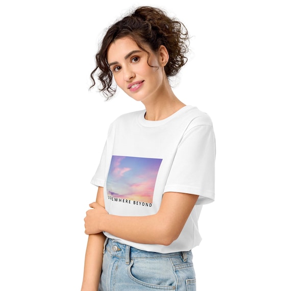 Somewhere Beyond Sunset Graphic T-Shirt, Pastel Sky Shirt (Organic Cotton)
