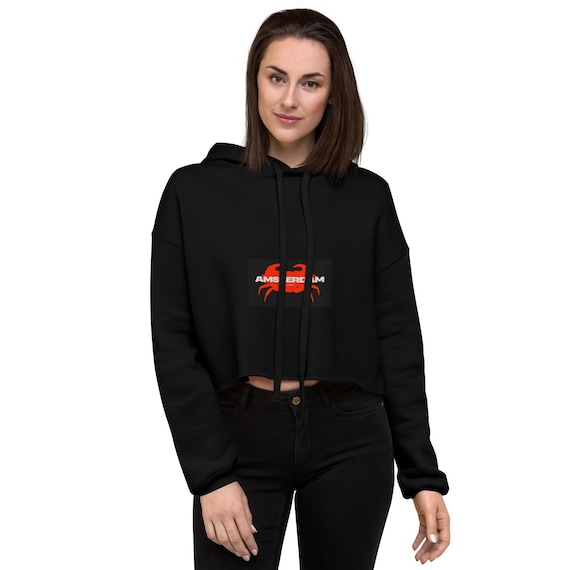 Women's Cropped Graphic Hoodie, Minimalist Streetwear Sweatshirt, Casual Crop Top