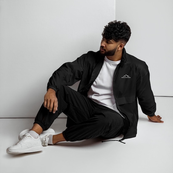 Minimalist Unisex Windbreaker, Lightweight Black Jacket, Outdoor Streetwear Jacket