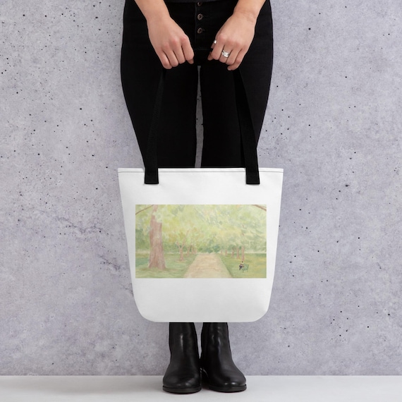 Nature Tote Bag: Soft Landscape Art, 100% Polyester, Cotton Handles