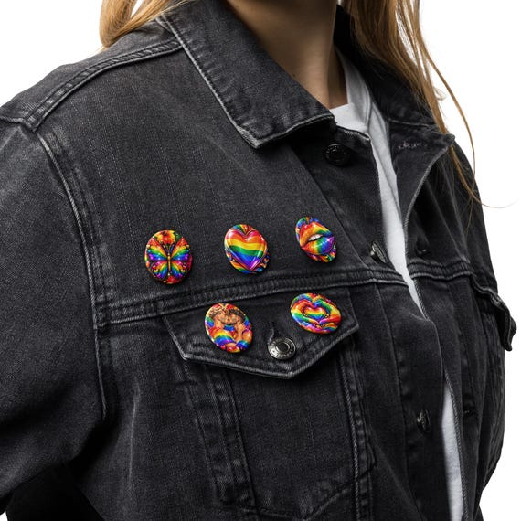 LGBTQ Pride Pin Set, Rainbow Gay Buttons, Love Is Love Accessories