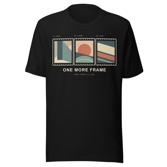 Photographer T-Shirt, One More Frame Film Strip Graphic Tee (Black or Navy)
