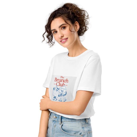 Brunch Club Graphic Tee, Organic Cotton, Café-Inspired Design