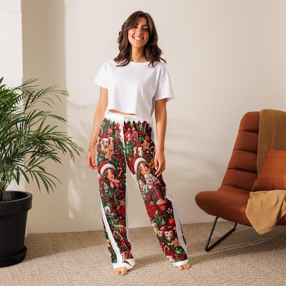 Festive Christmas Pajama Pants, Cozy Holiday Lounge Wear, All-Over Print Sleepwear