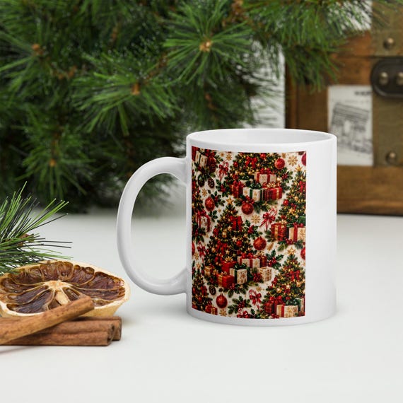 Vintage Christmas Collage Mug, Retro Holiday Coffee Cup (11 oz)