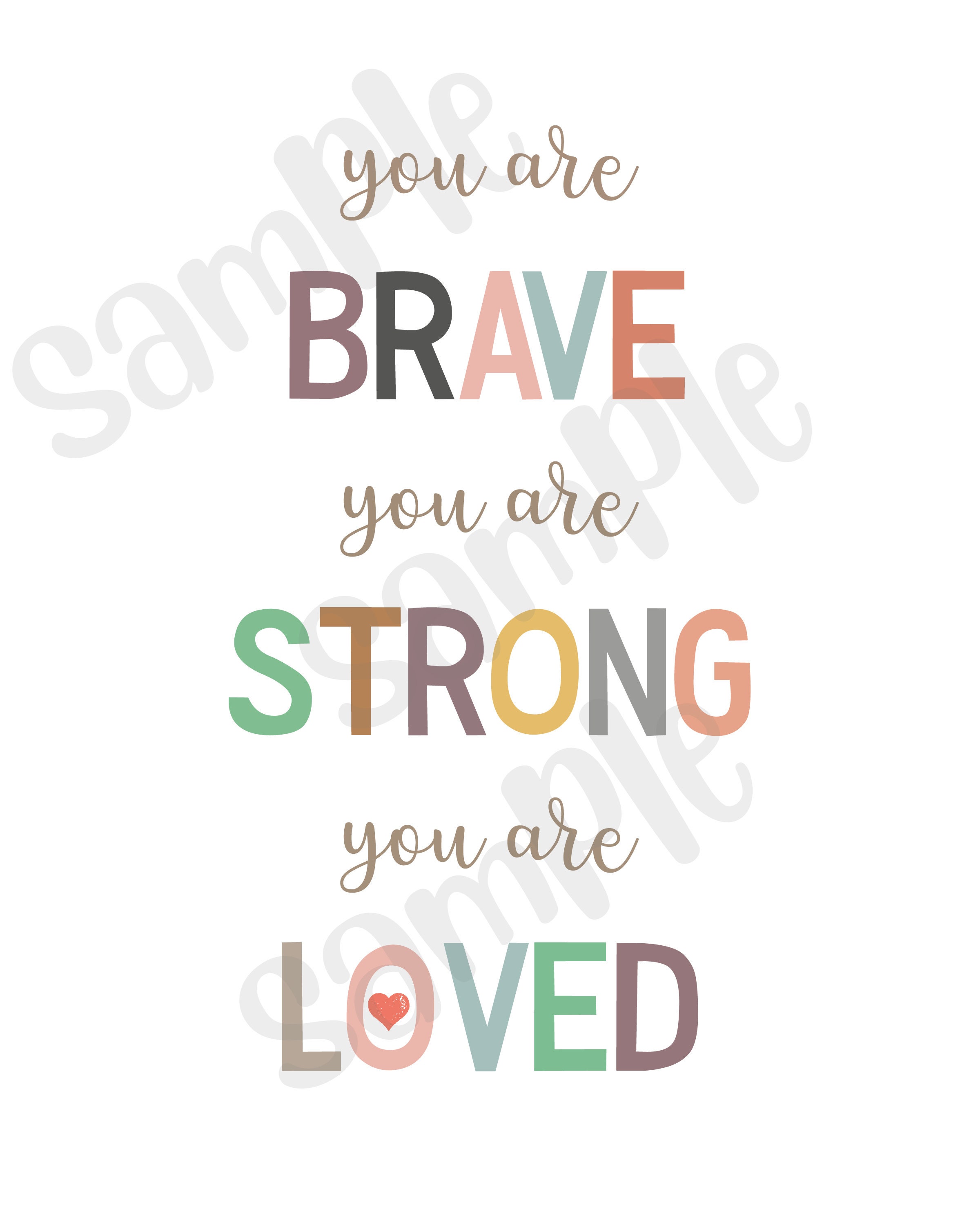 Baby kids nursery Brave Strong Loved beautiful quote wall art Etsy