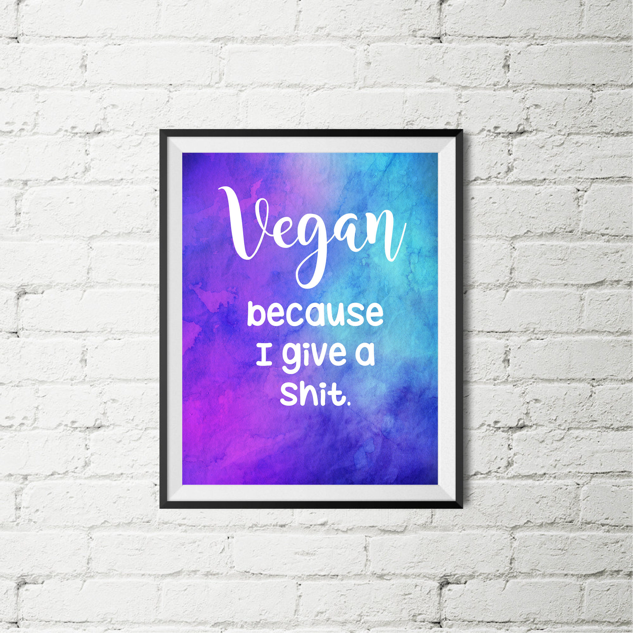 Vegan quote wall art 8 by 10 print at home digital file Etsy
