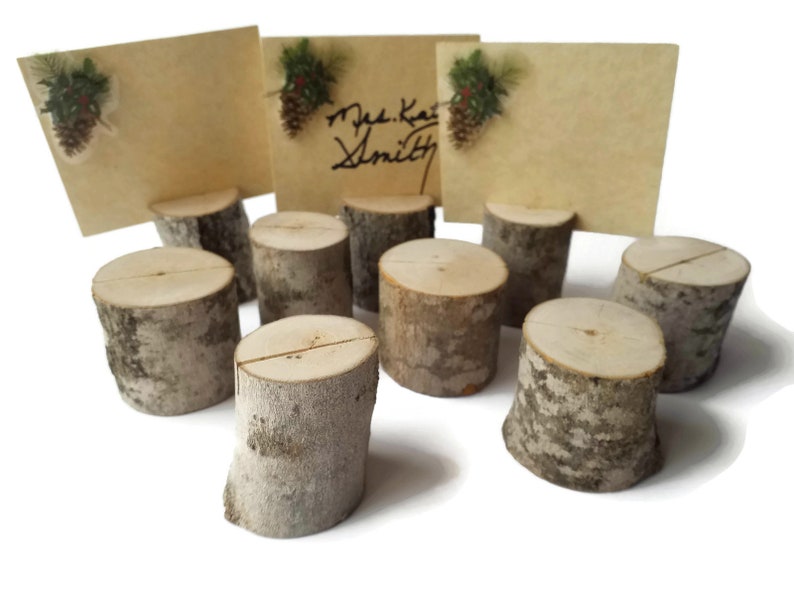 25 Petite Log Place Card Holderswinter Wedding Escort Card Etsy