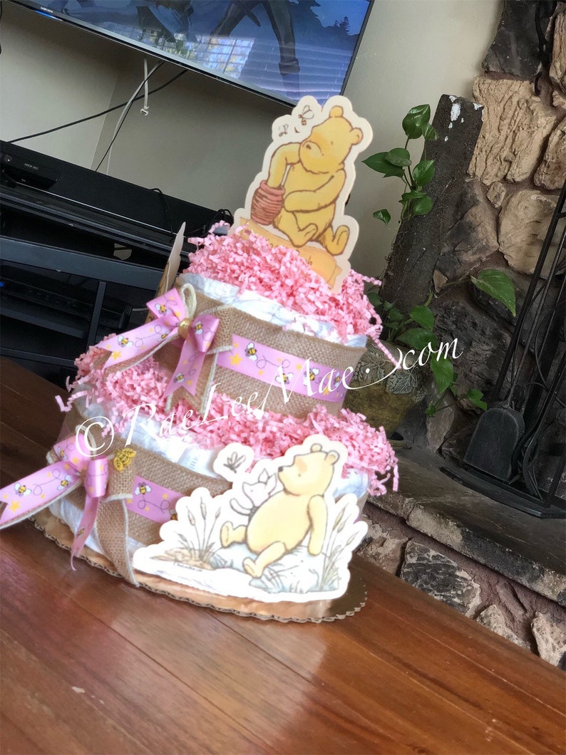 Classic Winnie The Pooh Baby Diaper Cake with pink Etsy