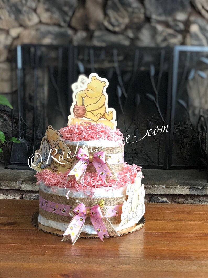 Classic Winnie The Pooh Baby Diaper Cake with pink Etsy