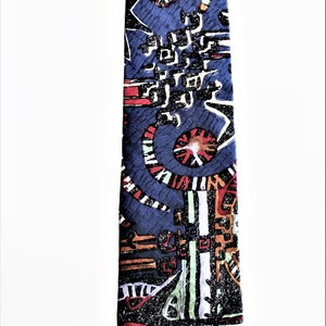 Sun Dials Silk Necktie, Abstract Sun Dilas Primal Instincts, Tango by Max Raab, Embossed Silk Tie