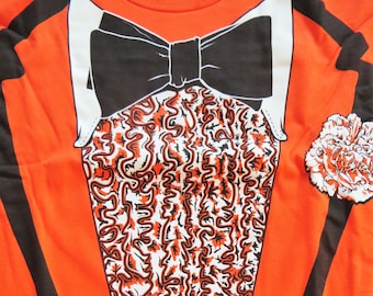 Orange Tuxedo Graphic T-Shirt: Funny Halloween Costume Party Shirt - Hanes Deadstock