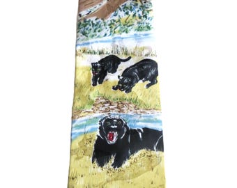 Black Panther Necktie, Embossed Polyester Wildlife Theme, Lost Kingdom