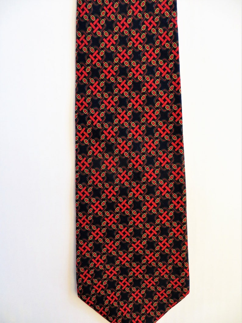 Red Navy Blue Classic Small Pattern Handmade in USA Brooks Brothers Silk Necktie Mint Unused Gift for Him