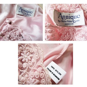 70s Pink Peignoir Set, Rosa Puleo Szule Annique, Stunning Vintage Lacy Nylon Long Nightgown and Robe 2 Piece Fine Lingerie Set Size Small image 4