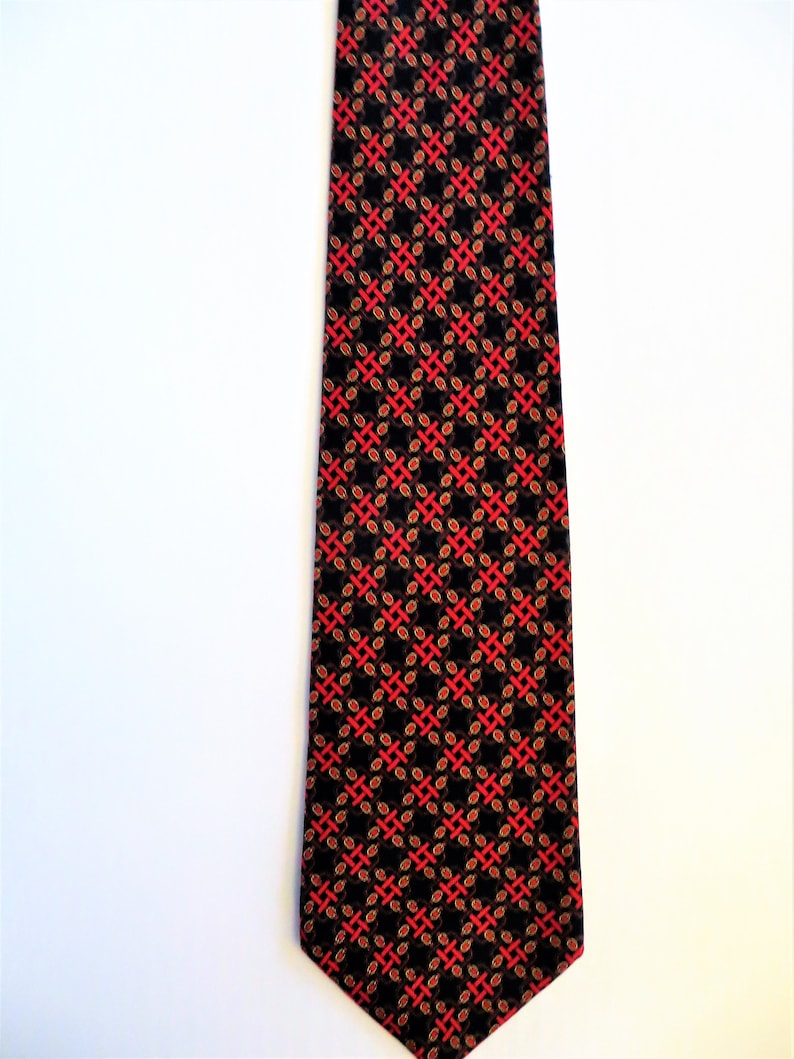 Red Navy Blue Classic Small Pattern Handmade in USA Brooks Brothers Silk Necktie Mint Unused Gift for Him