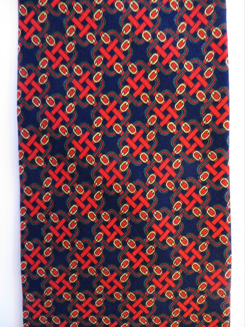 Red Navy Blue Classic Small Pattern Handmade in USA Brooks Brothers Silk Necktie Mint Unused Gift for Him