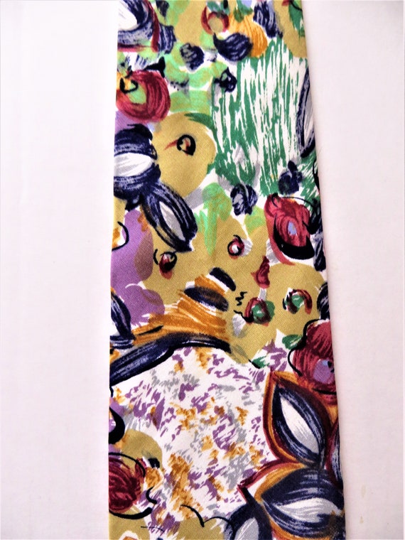 Etienne Aigner Silk Necktie, Abstract Floral Neck… - image 4
