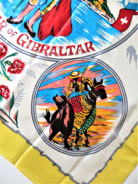 Vintage Gibraltar Souvenir Scarf, Gibraltar Bull … - image 4