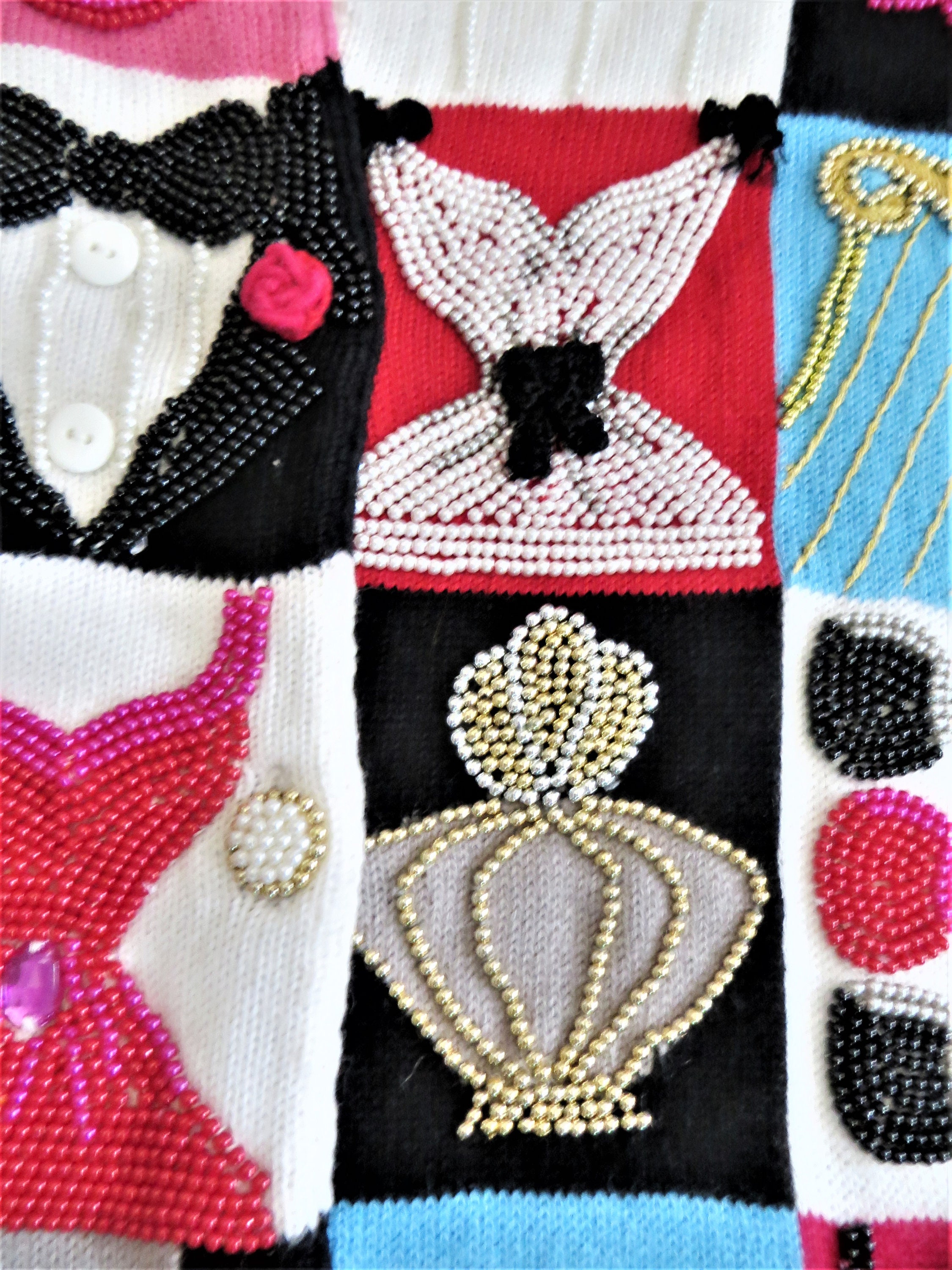 トップス RAD MUSICIAN Beads Cardigan goddis sweater belted zigzag design colorful spring designer