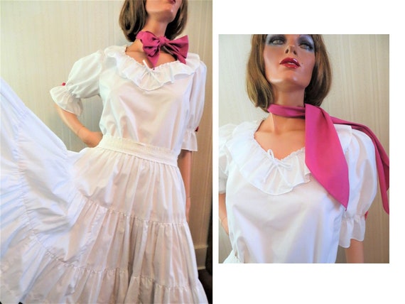 white skirt and blouse outfit