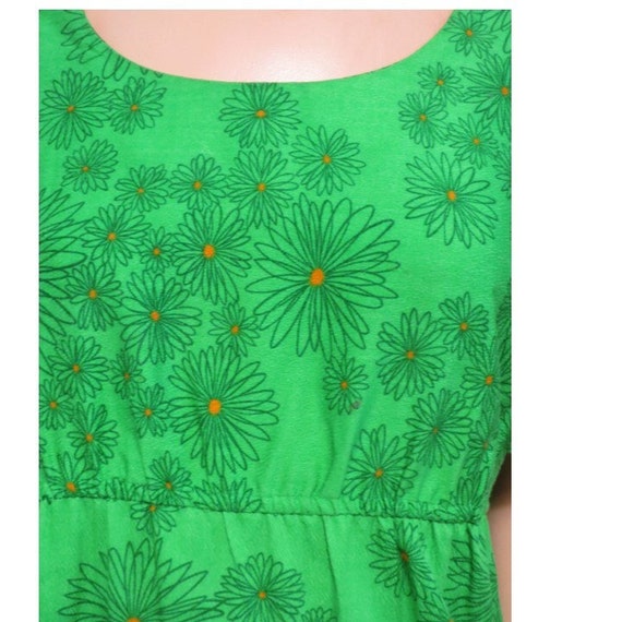 60s 70s Hawaiian Maxi Dress, Green Orange Daisy P… - image 6