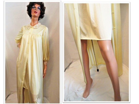 70s Peignoir Set, Lorraine Short Yellow Nightgown… - image 9