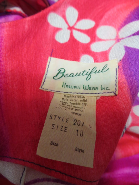 70s Lavacloth Hawaiian Maxi Dress, Bright Pink Pu… - image 5