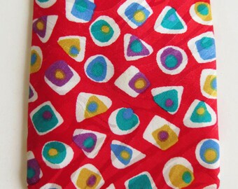 Vintage Red Abstract Necktie, Mod Amoeba Print, Fabio di Firenze, Embossed Polyester, Made in USA