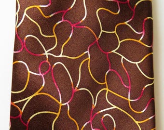 Nicole Miller Silk Necktie,  Brown Red Abstract Print, Mint Condition, High End Tie