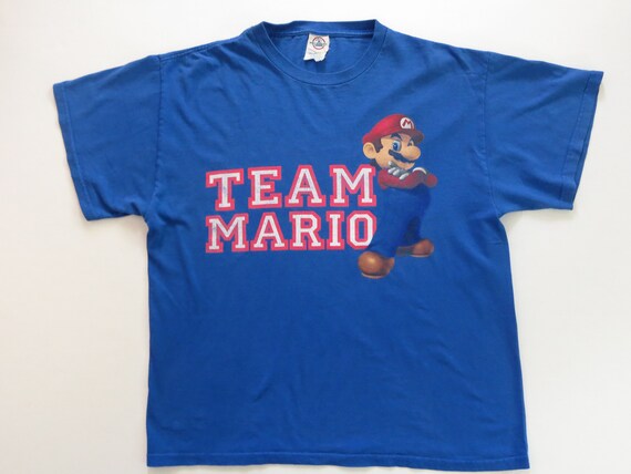 Team Mario Graphic T Shirt Blue Cotton Size L - Etsy