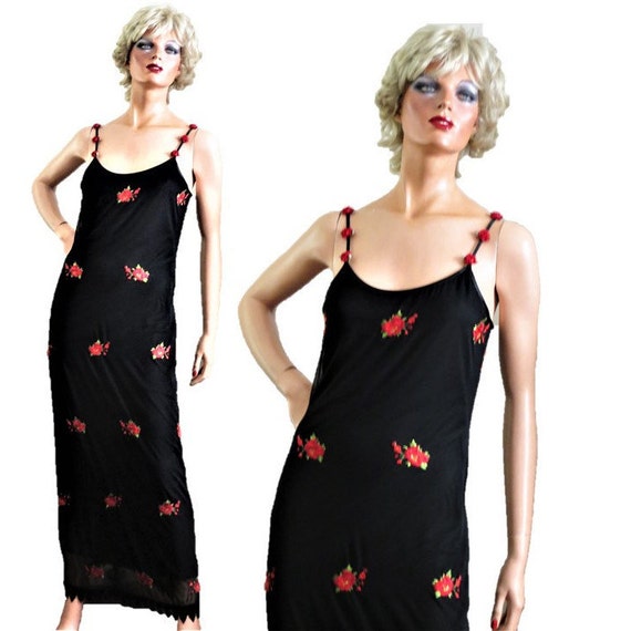 long black dress with roses