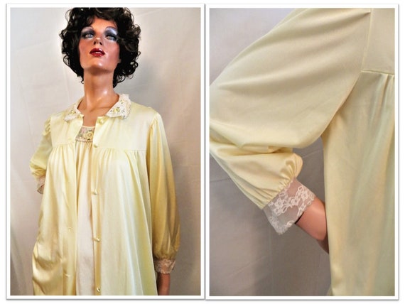 70s Peignoir Set, Lorraine Short Yellow Nightgown… - image 7