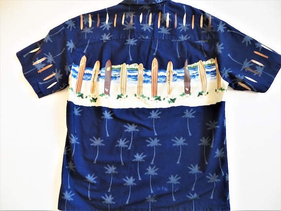Cotton Hawaiian Shirt with Surfboards Chest Band … - image 6