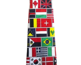 International Flags Necktie, Multicolored Embossed Polyester, Steve Harris Hand Made