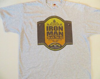 Iron Man Graphic T Shirt Miracle Man Ale Andy Francis Pick Festivus Brewing Sioux City Iowa, Fruit of Loom Heavy Cotton Beer T Shirt Size XL